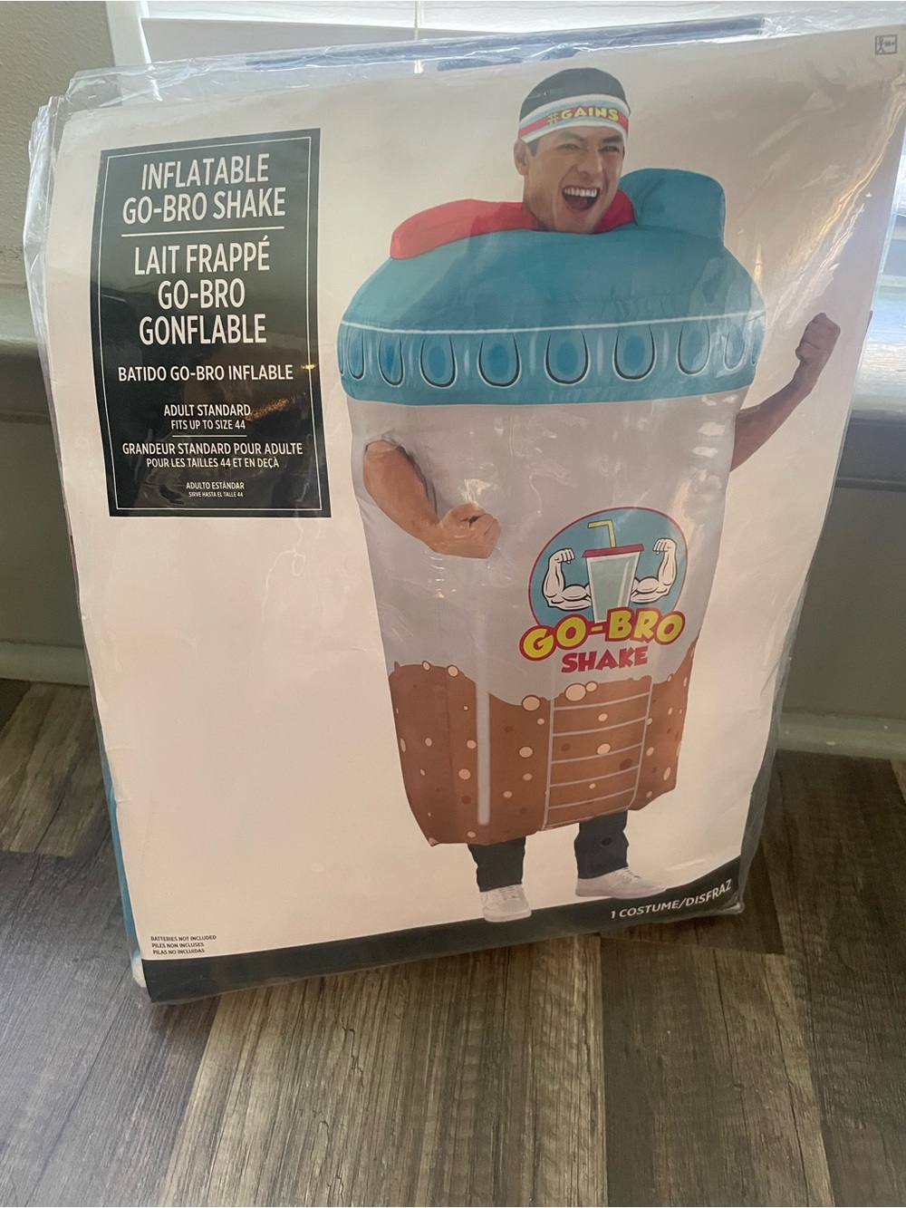 Inflatable Go-Bro Protein Shake Adult Costume Bodybuilder Work Out